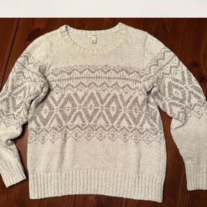 L.L. Bean Gray Geometric Women's Sweater